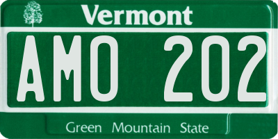 VT license plate AMO202