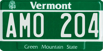 VT license plate AMO204
