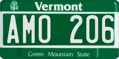 VT license plate AMO206