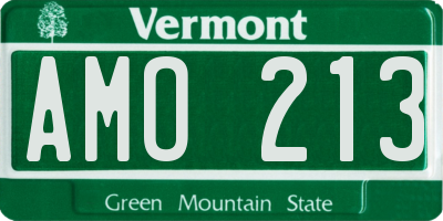 VT license plate AMO213
