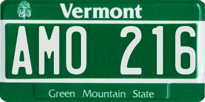 VT license plate AMO216