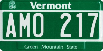 VT license plate AMO217
