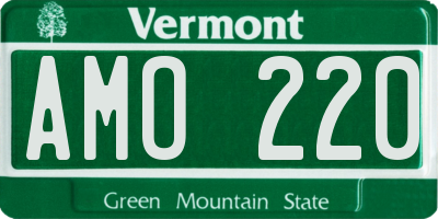 VT license plate AMO220
