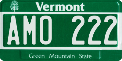 VT license plate AMO222