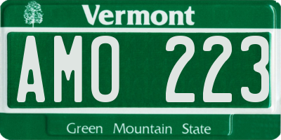 VT license plate AMO223
