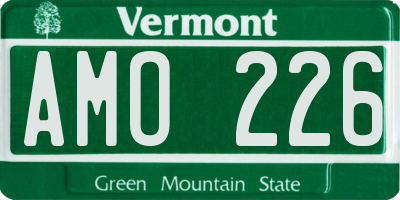 VT license plate AMO226