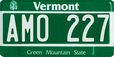 VT license plate AMO227