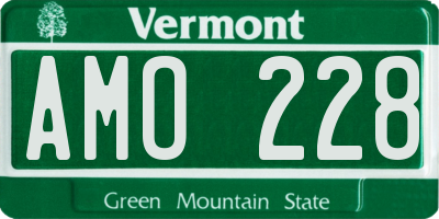 VT license plate AMO228