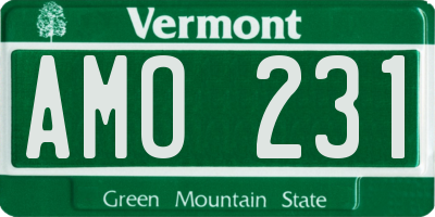 VT license plate AMO231