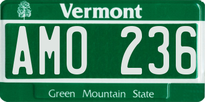 VT license plate AMO236