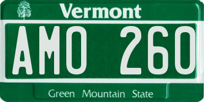 VT license plate AMO260