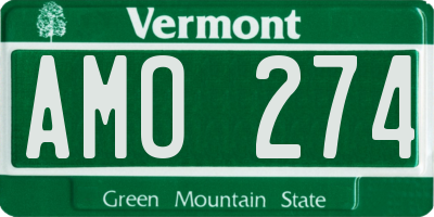 VT license plate AMO274