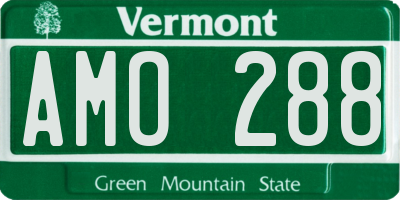VT license plate AMO288