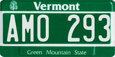 VT license plate AMO293