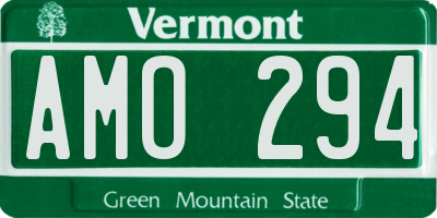 VT license plate AMO294