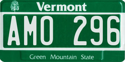 VT license plate AMO296