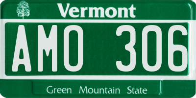 VT license plate AMO306