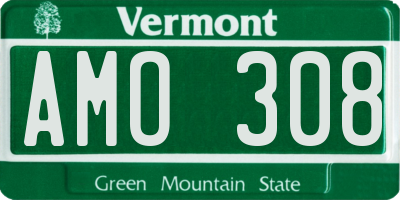 VT license plate AMO308