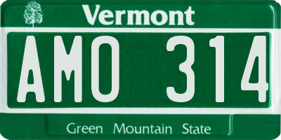 VT license plate AMO314
