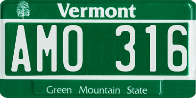 VT license plate AMO316