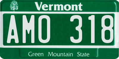 VT license plate AMO318