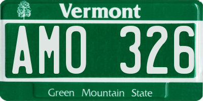 VT license plate AMO326