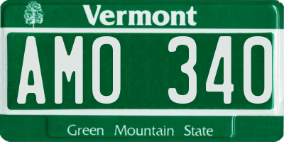 VT license plate AMO340