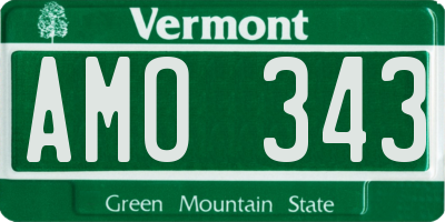 VT license plate AMO343