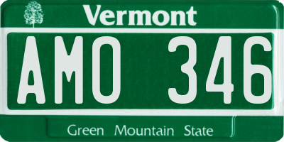 VT license plate AMO346