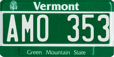VT license plate AMO353