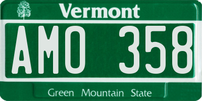 VT license plate AMO358