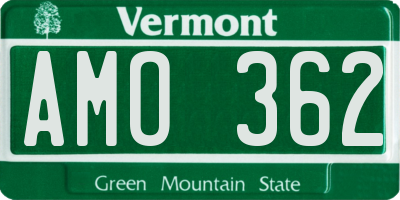 VT license plate AMO362