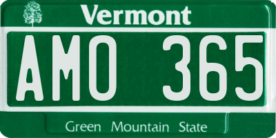VT license plate AMO365