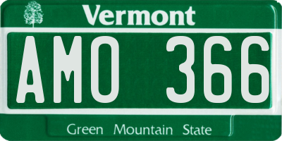 VT license plate AMO366
