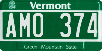 VT license plate AMO374