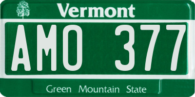 VT license plate AMO377