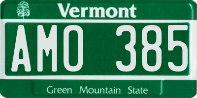 VT license plate AMO385