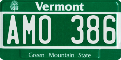 VT license plate AMO386