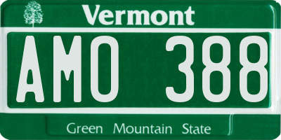 VT license plate AMO388