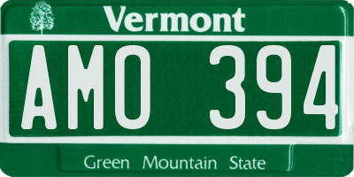 VT license plate AMO394