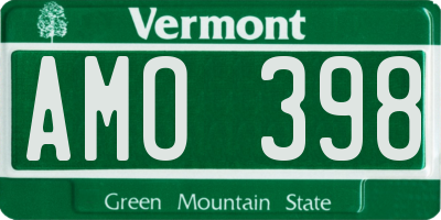 VT license plate AMO398