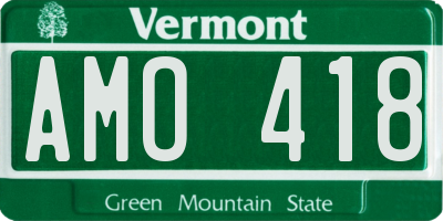 VT license plate AMO418