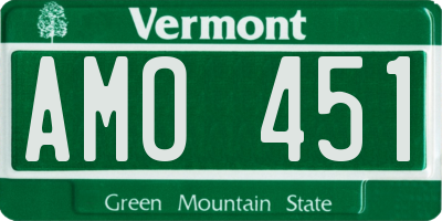 VT license plate AMO451