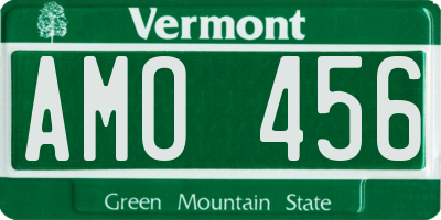 VT license plate AMO456