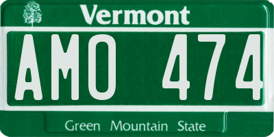 VT license plate AMO474