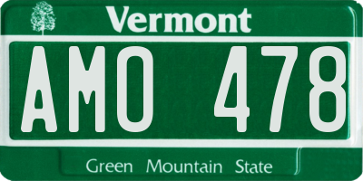 VT license plate AMO478