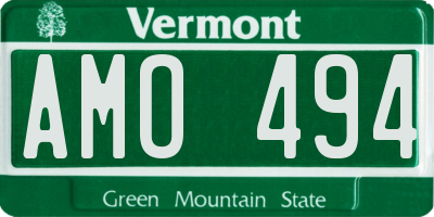 VT license plate AMO494