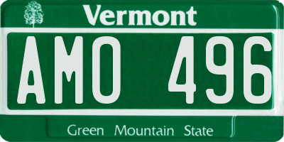 VT license plate AMO496
