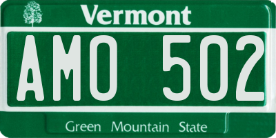 VT license plate AMO502