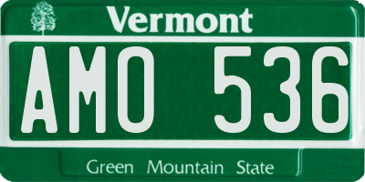 VT license plate AMO536